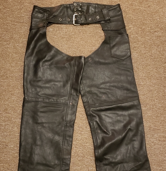 ******Sold******        Blaack Genuine Leather Chaps - Picture 2 of 15